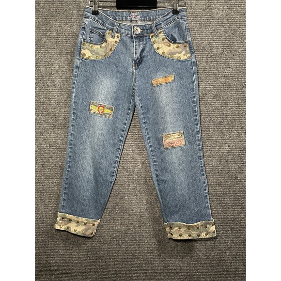 Y2K Miss Jeanist Capri Jeans Size 5/6 ‎ Juniors Camouflage Theme - Picture 1 of 8